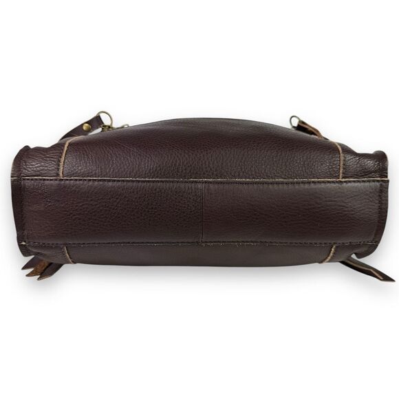 Lucky Brand Vintage Crossbody Hobo Shoulder Bag Tassels Brown Leather Western - Picture 12 of 14